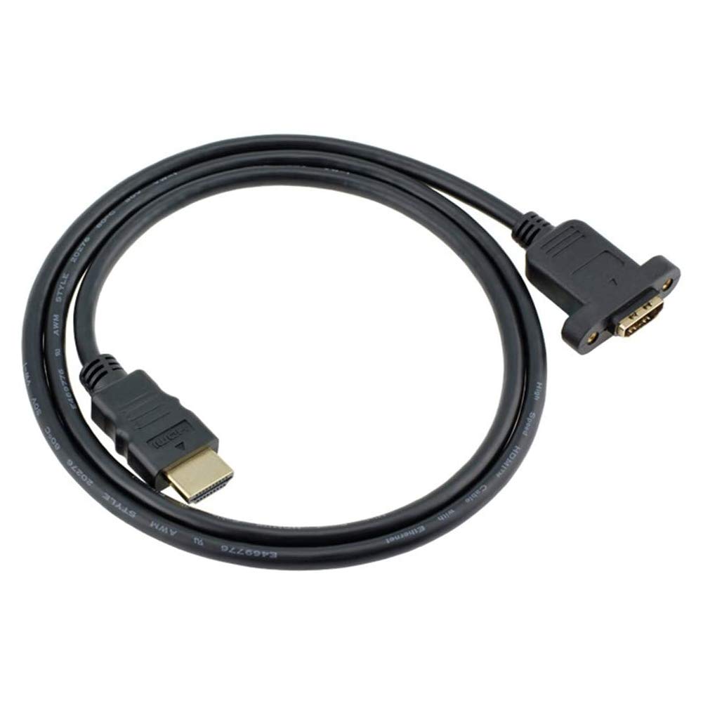 Bluwee HDMI Extension Cable High Speed HDMI Male to Female Extension Wire Cord HDMI Extender w/Screw Nut for Panel Mount - Gold Plated Plugs, Black