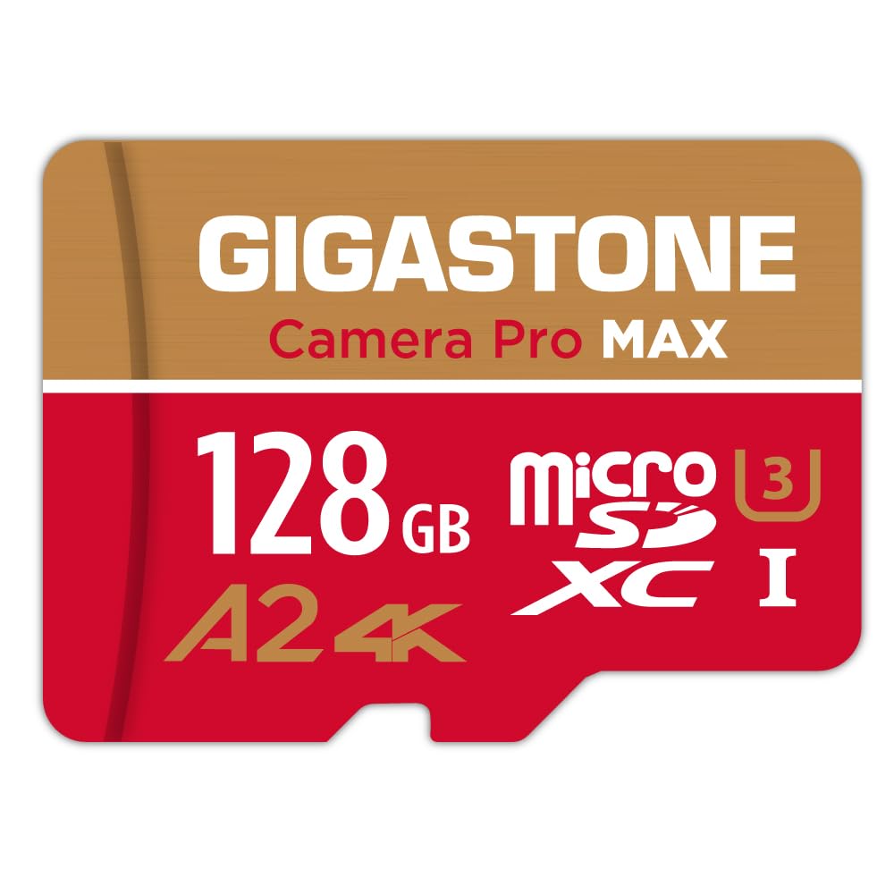 ?5-Years Data Recovery? GIGASTONE 128GB Micro SD Card, 4K Camera Pro MAX, Compatible with Gopro, Dash Cam, DJI, Drone, Security Camera, Speed Up