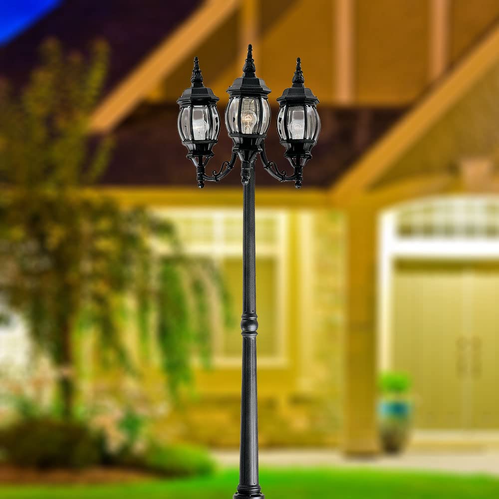 Designers Fountain 3-Light Riviera Outdoor Post Lantern, 84.5 Inch Exterior Lighting Fixture, White, 1923-WH