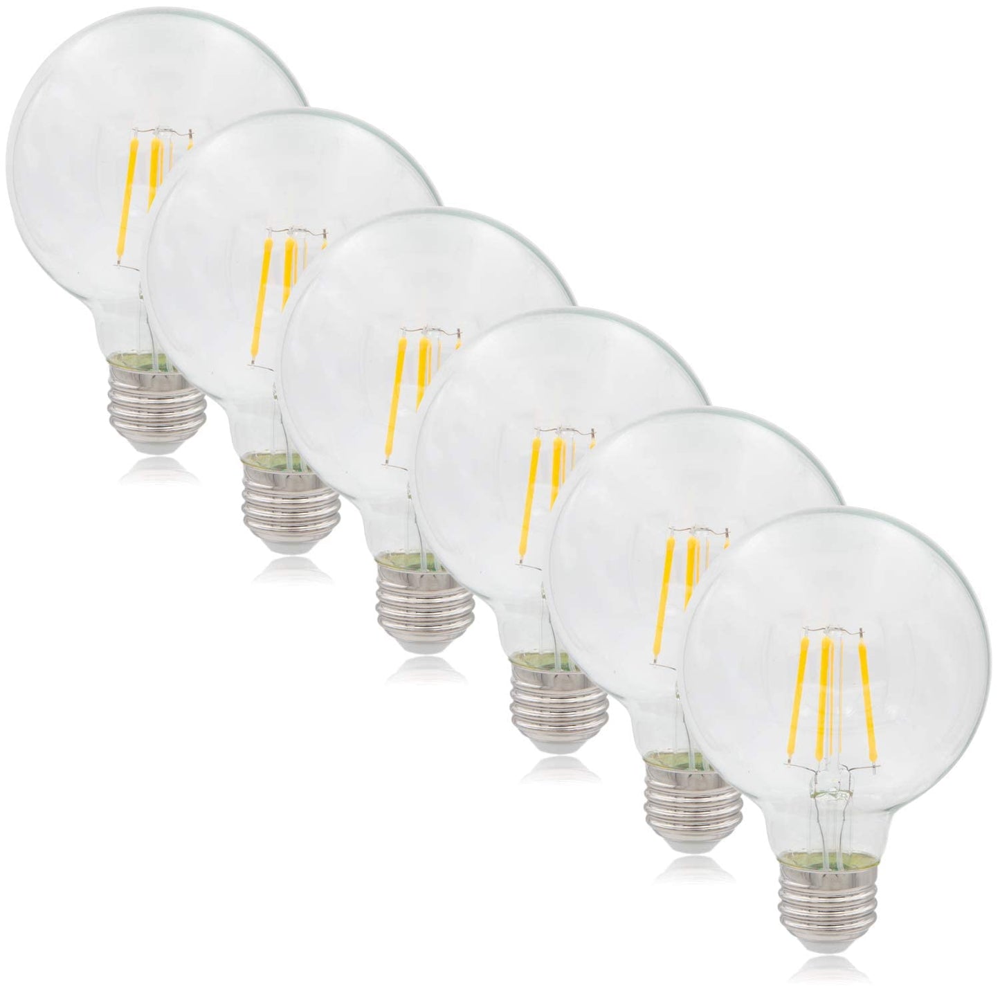 Maxxima G25 LED Light Bulb Globe Filament Bulb, 500 Lumens 2700K, 6 Pack