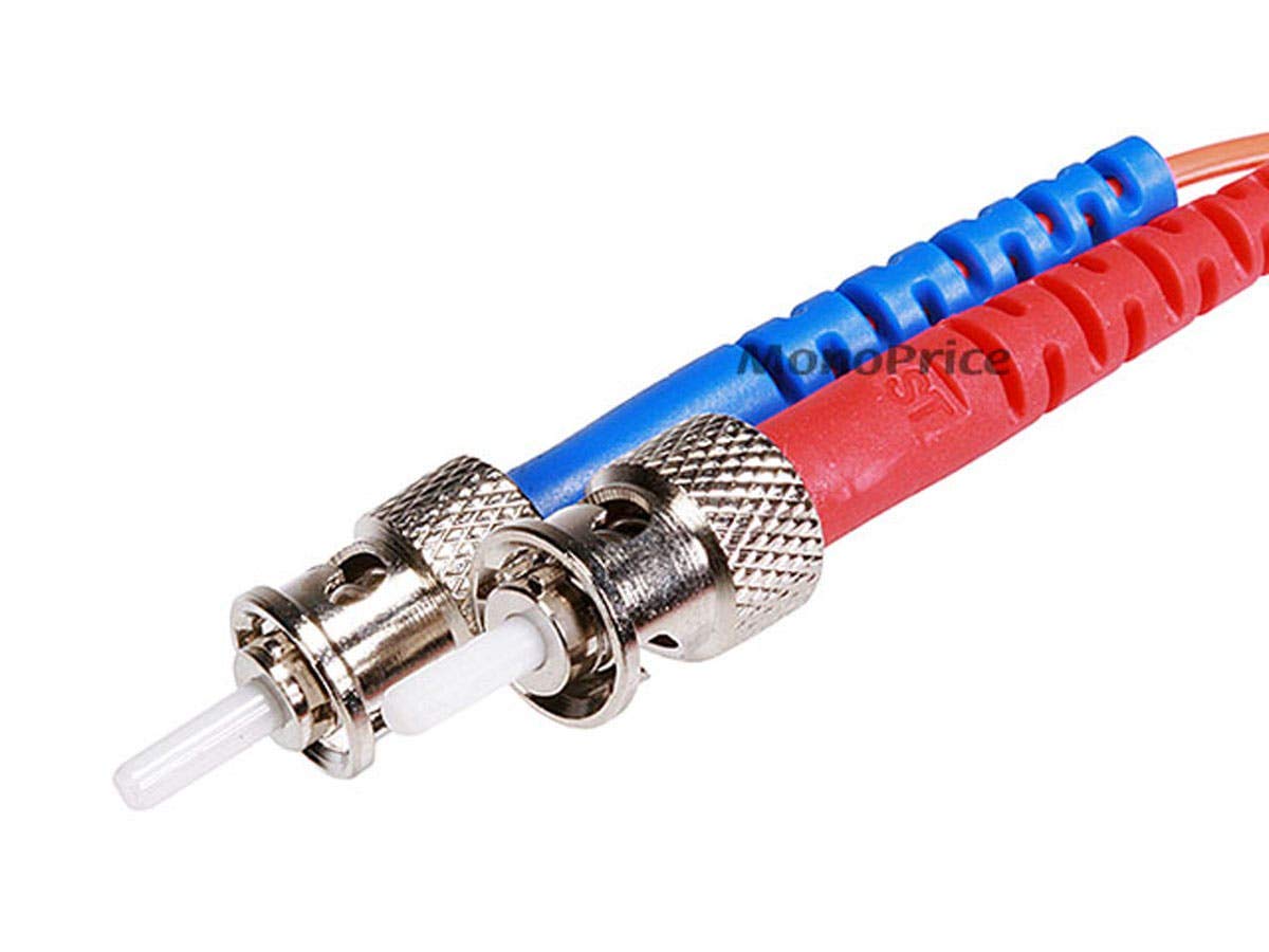 Monoprice Fiber Optic Cable - 1 Meter - Orange | ST to ST, OM1, 62.5/125 Type, Multi Mode, Duplex