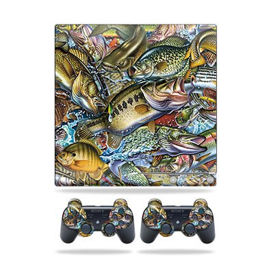 Skin Compatible with Sony Playstation 3 PS3 Slim + 2 Controllers - Action Fish Puzzle | MightySkins Protective, Durable, and Unique Vinyl Decal wrap