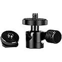 koolehaoda 1/4 Mini BallHead & Hot Shoe Mount Adapter for Camera Video Light Tripod Monopod (1/4 Ball Head)