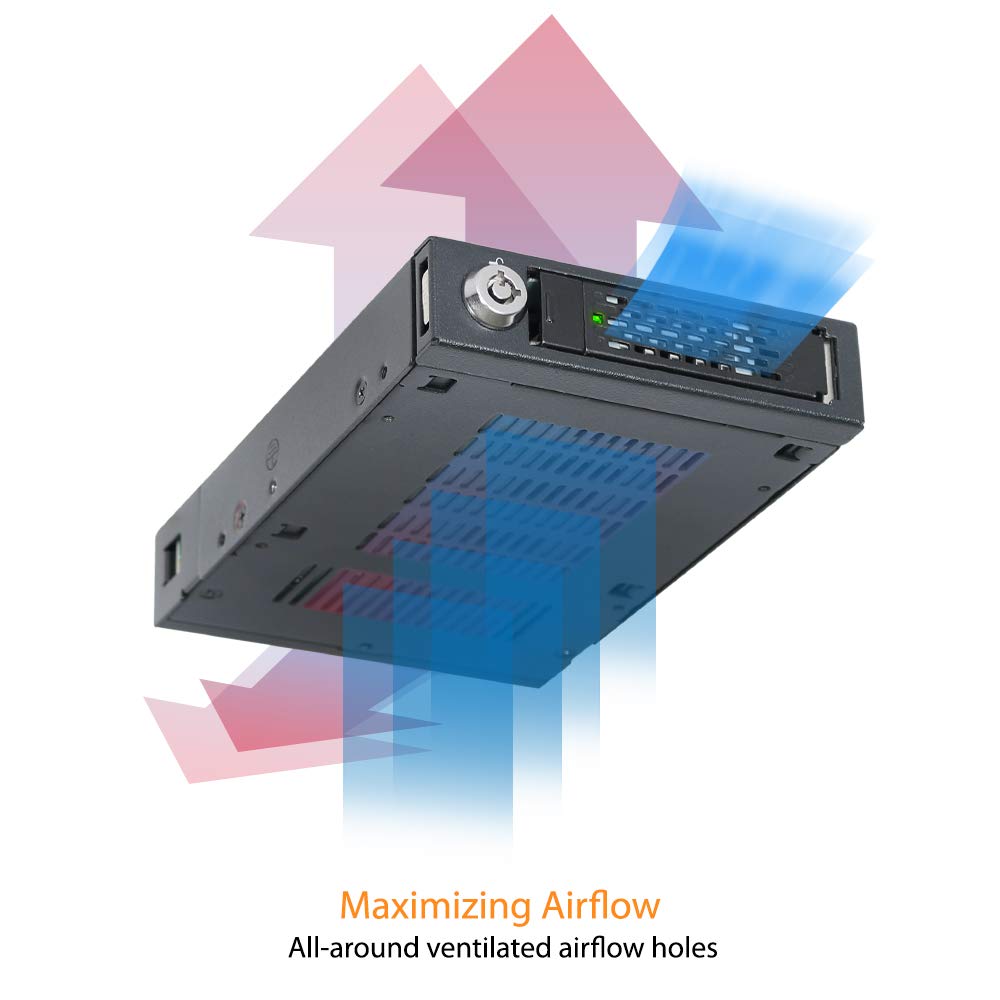 ICY DOCK 2.5” U.2 NVMe SSD PCIe 3.0/4.0 Mobile Rack for External 3.5” Drive Bay | ToughArmor MB601VK-1B