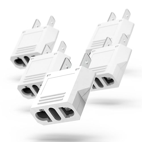 Fosmon EU Europe to US USA Plug Adapter 5 Pack, European to US, Canada Travel Plug Adapter, European to American Small EU Charger Power Converter, 2…