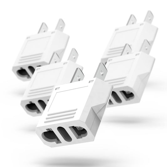 Fosmon EU Europe to US USA Plug Adapter 5 Pack, European to US, Canada Travel Plug Adapter, European to American Small EU Charger Power Converter, 2…