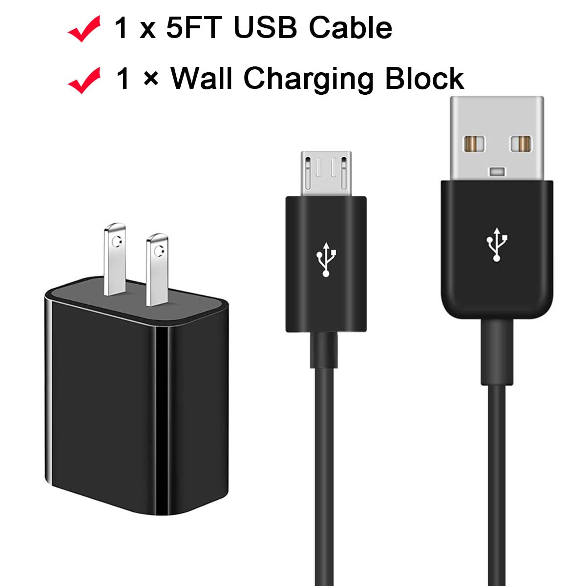 Samsung Micro Tablets Android Charger Compatible for Galaxy Tab A 10.1 (2016), 8.0, 7.0, 9.7, E, S2, 4, 3, SM-T580/550/530/387/585/290/295 Tablets