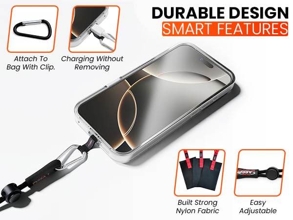 Cell Phone Lanyard Tether, Universal Design Works with All Phone and Case Types, 3 Ways to Use Phone Tether Kit Includes Adjustable Neck and Wristlet