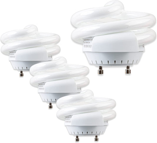 SLEEKLIGHTING GU24 13W T2 Spiral CFL Puck Light Bulb 3500K Neutral White 2-Prong