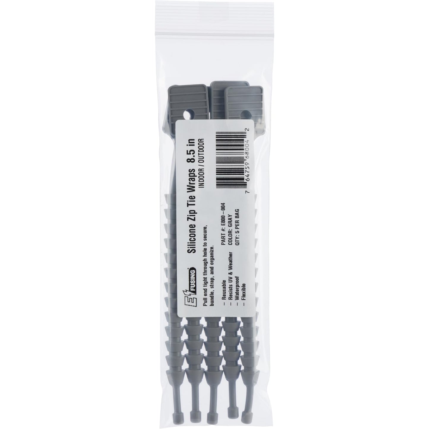 E/Fusing Industrial Silicone Zip Tie 8.5in Gray