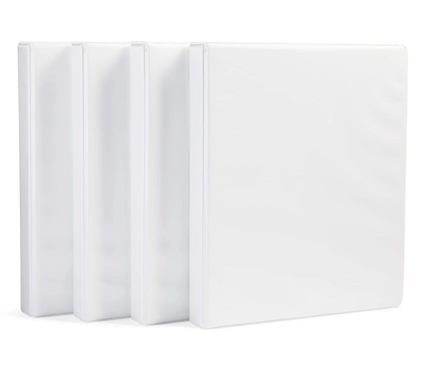 Amazon Basics 3-Ring Binder with Round Rings and Interior Pockets, 1-Inch, White, 4-Pack