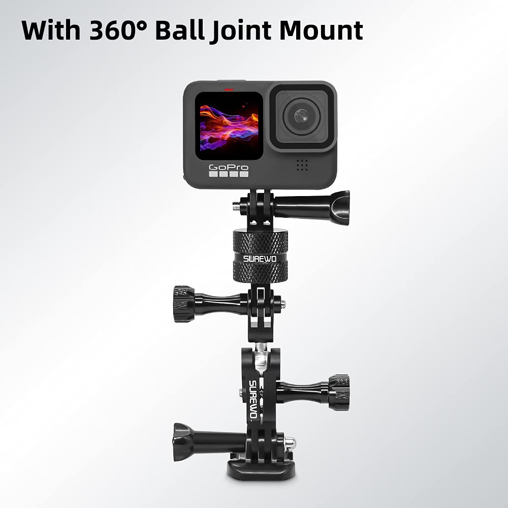 Aluminum 360 Degree Rotation Camera Mount, Metal Bracket Adapter, Aluminum Adapter Camera Mount Compatible with GoPro Hero 13/12/11/10, DJI Action 6/5