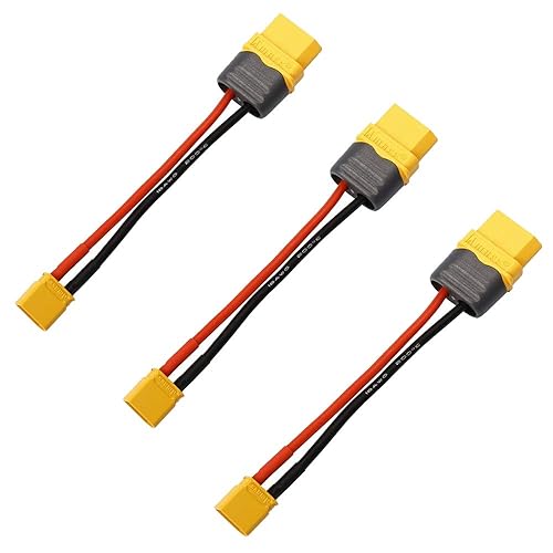 Yiqigou 3 Pcs Amass XT60 XT60H Male Female Plug Connector to XT30 Male Female Plug Connector Adapter with 10cm 18AWG Silicone Wire (XT60 Female