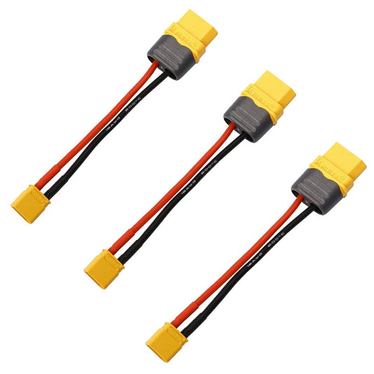Yiqigou 3 Pcs Amass XT60 XT60H Male Female Plug Connector to XT30 Male Female Plug Connector Adapter with 10cm 18AWG Silicone Wire (XT60 Female