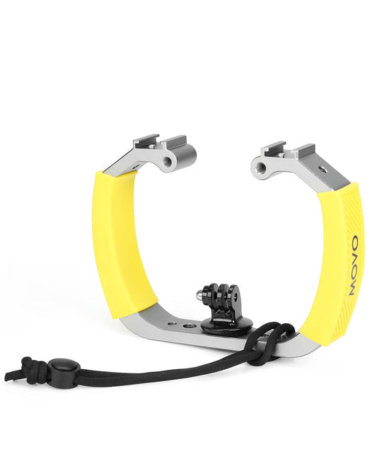 Movo GB-U70Y Underwater Diving Rig for GoPro Hero with Cold Shoe Mounts, Wrist Strap - Works with HERO3, HERO4, HERO5, HERO6, HERO7, HERO8, and Osmo