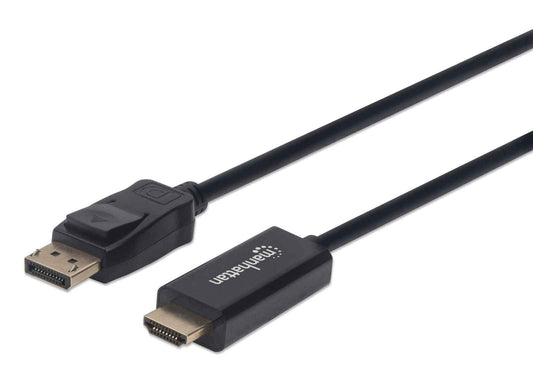 MANHATTAN - 1080p DisplayPort to HDMI Cable 3-ft 1-m Black with Gold Plated Contacts