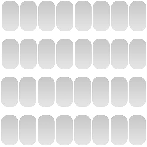 Mini Metal Plates for Magnetic Mount, Wall, Phone Holder, Case, Magnet, Crafts, DIY. Kit of 32 Silver Small 0.4" x 0.8" Iron Discs with 3M Adhesive