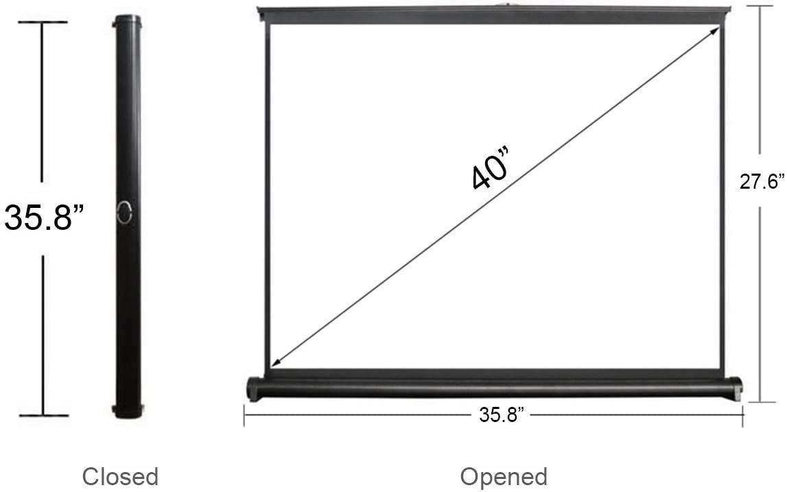 Cocar P1-SN40 40 inch Portable Projection Screen for Mini/Professional LED/LCD/DLP Projector Self Standing Pull-Out Style Indoor Outdoor Home Cinema