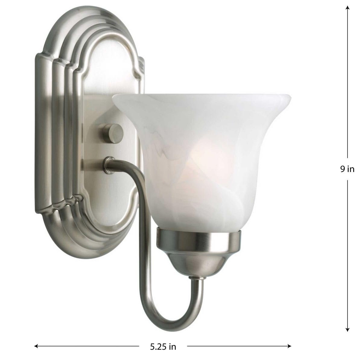 Progress Lighting 1 Light Bathroom Vanity Light, Modern Bath Lighting Fixture with White Glass Shade for Over the Mirror, Alabaster Glass Collection