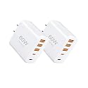 60W USB-C Fast Charging Module, 2-Pack 5-Port Multi-Port Charging Station with Wall Plug, Compatible with iPhone 17/16/15/14/13/Pro Max/Plus Series