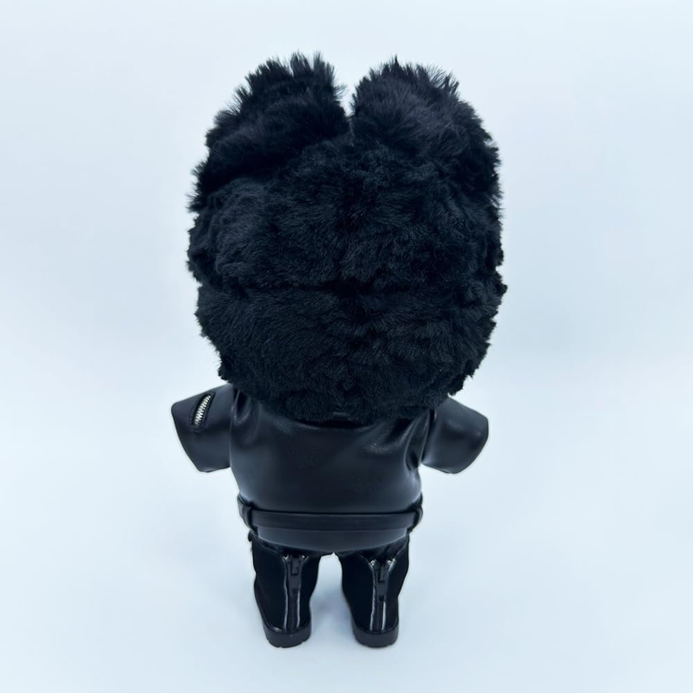 niannyyhouse 20cm Plush Doll Clothes Leather Coat Jeans Glasses Vest Shoes Jacket Outfit 8in Dolls Dress Up (Black-20cm)