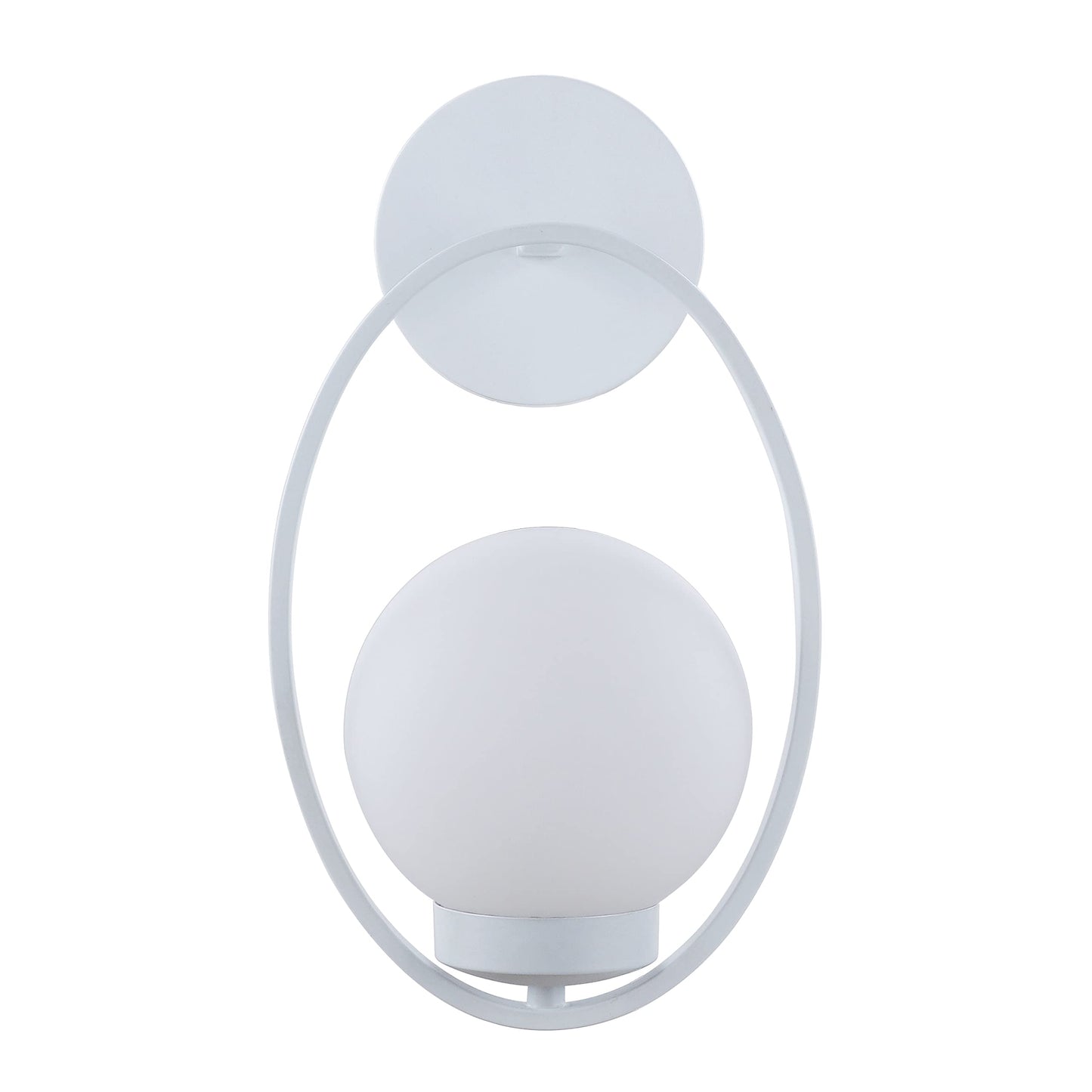 Aspen Creative 62708-03-1, 1-Light Wall Sconce / 8" W x 14" H x 7-1/2" E, Matte White Finish w/Opal Glass, Bulb Not Included