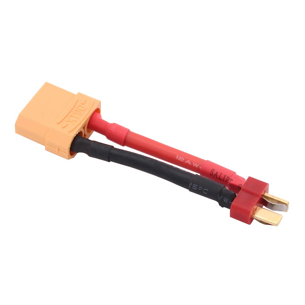 OliYin 3pcs Male T Plug to Female XT90 Connector Converter Adapter with 12awg 1.96inch Wire(Pack of 3)