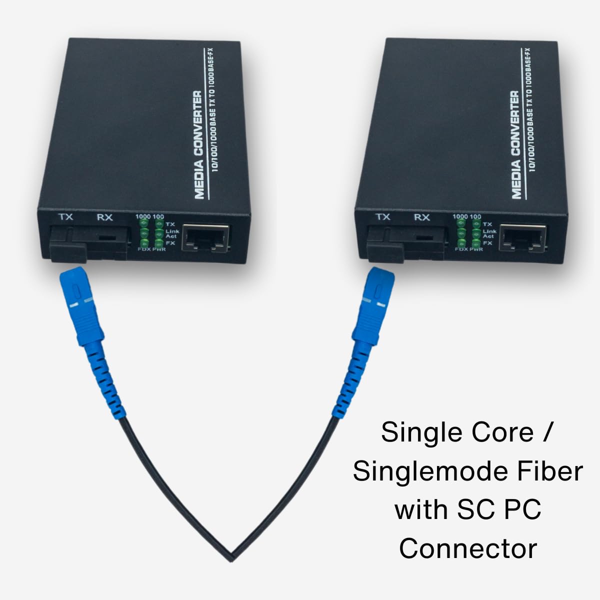 Klarotech Gigabit Media Converter Transceiver (1 Pair) (10/100/1000M) / with SC/PC Module / Single Fiber / 10KM, 100-250VAC