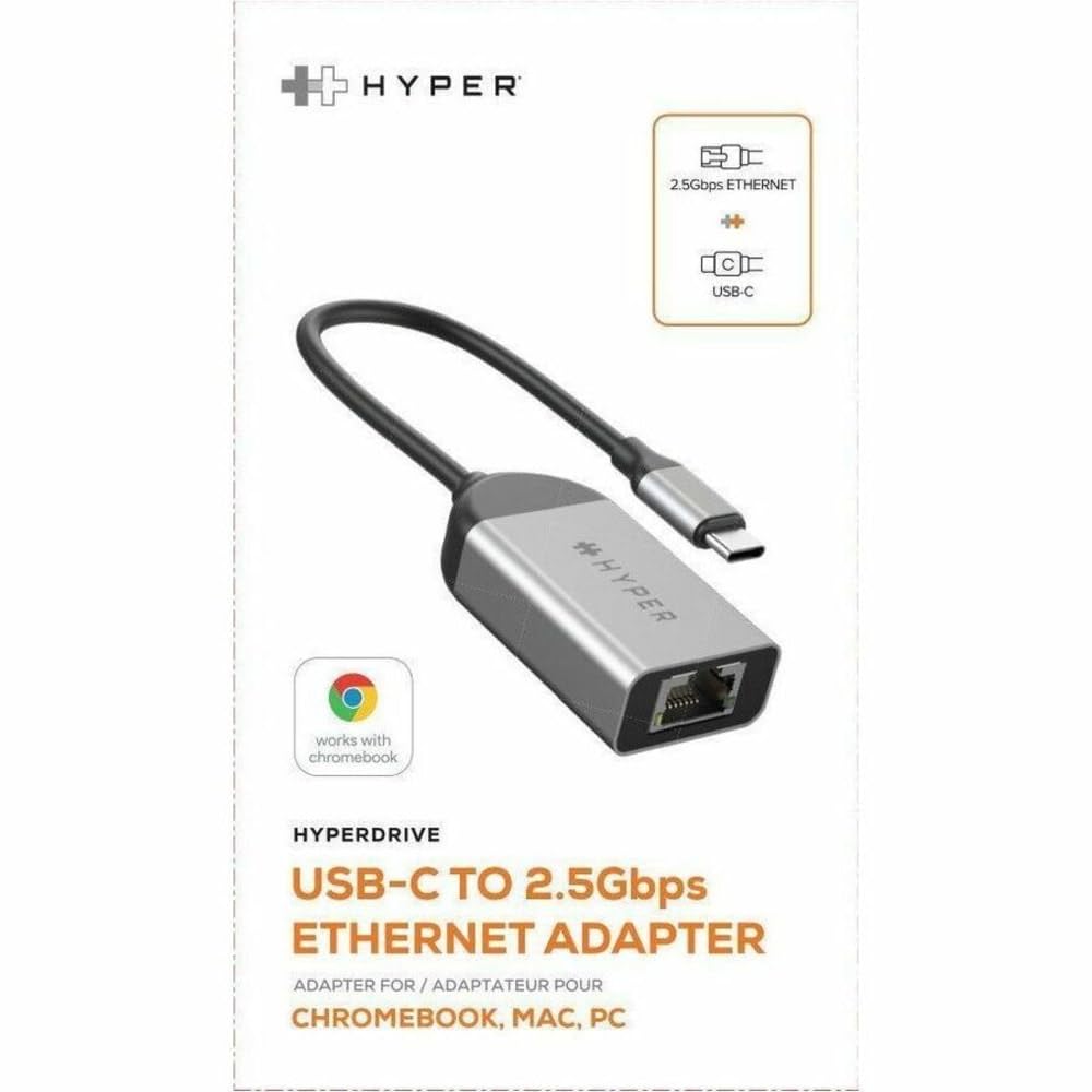 HyperDrive USB C to Ethernet Adapter - High-Speed 2.5Gbps LAN Connectivity for Chromebooks, Laptops, USB-C Devices, Ultra-Portable, Durable USB