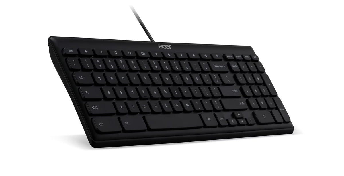 acer AKB910 Wired USB Keyboard - Compact Design, Full-Size Keys, Chrome OS Compatible, Black