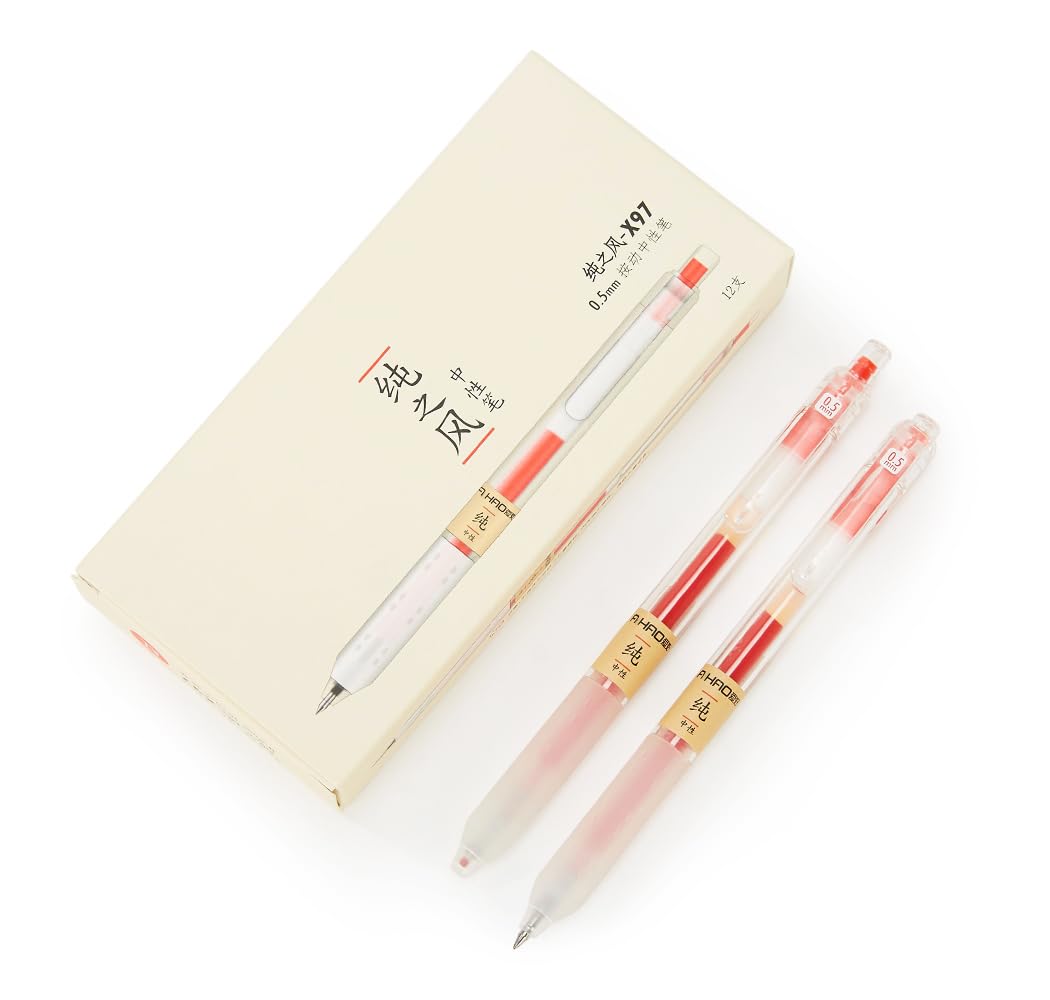 czxwyst X97 Retractable Gel Ink Pens 0.5mm Fine Point (Red Color 12-Pack)