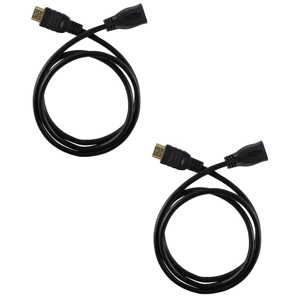 Harper Grove HDMI V 1.4 Extension Cable, 3FT HDMI Male to HDMI Female Gold Plated Extender Cable, Black, 2 Pack, for 1080P 3D 4K DVD HDTV LCD LED