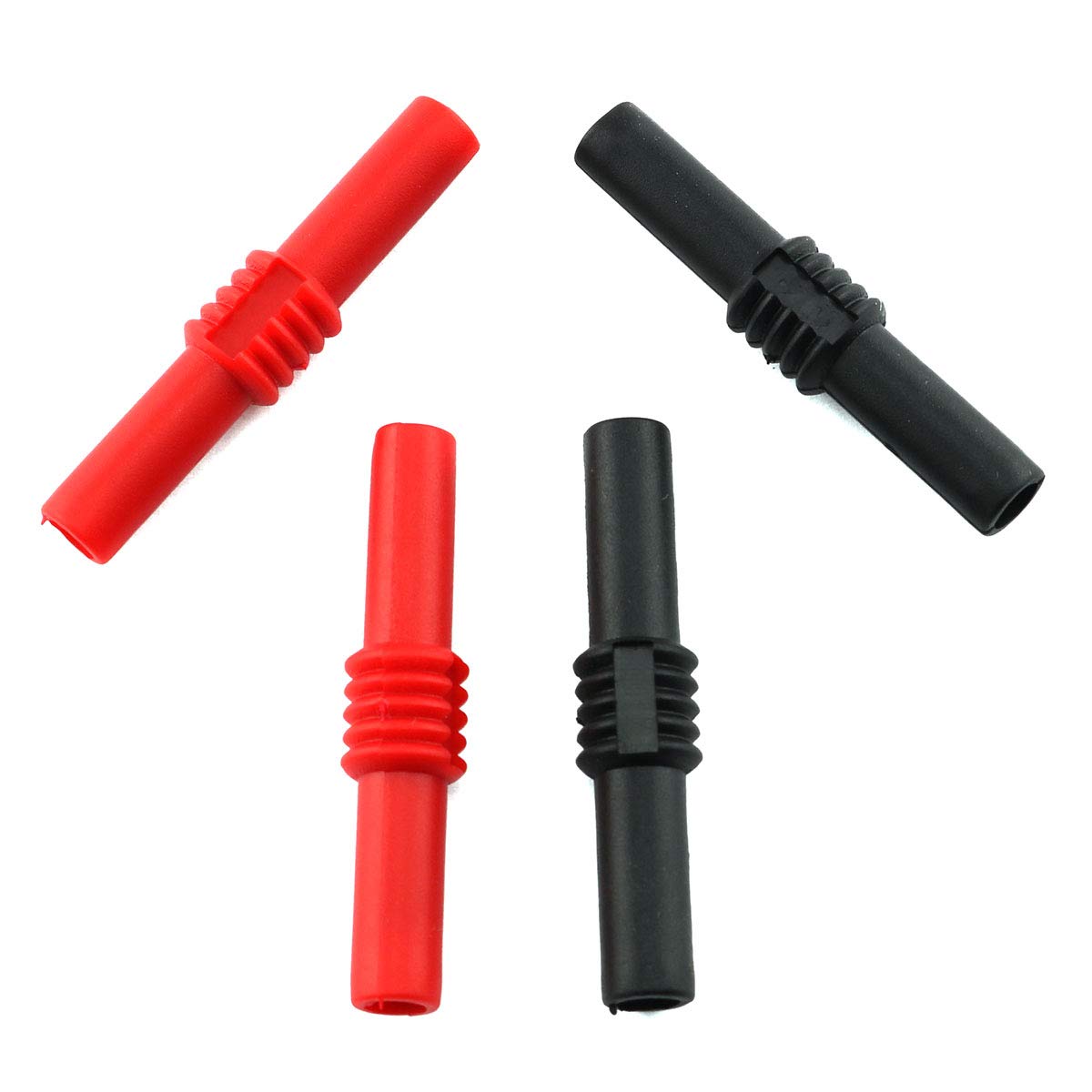 E-outstanding 4PCS 4mm Banana Socket Female to Female Adapter Coupler Connector Extension Insulated Banana Plug Connectors, Black Red