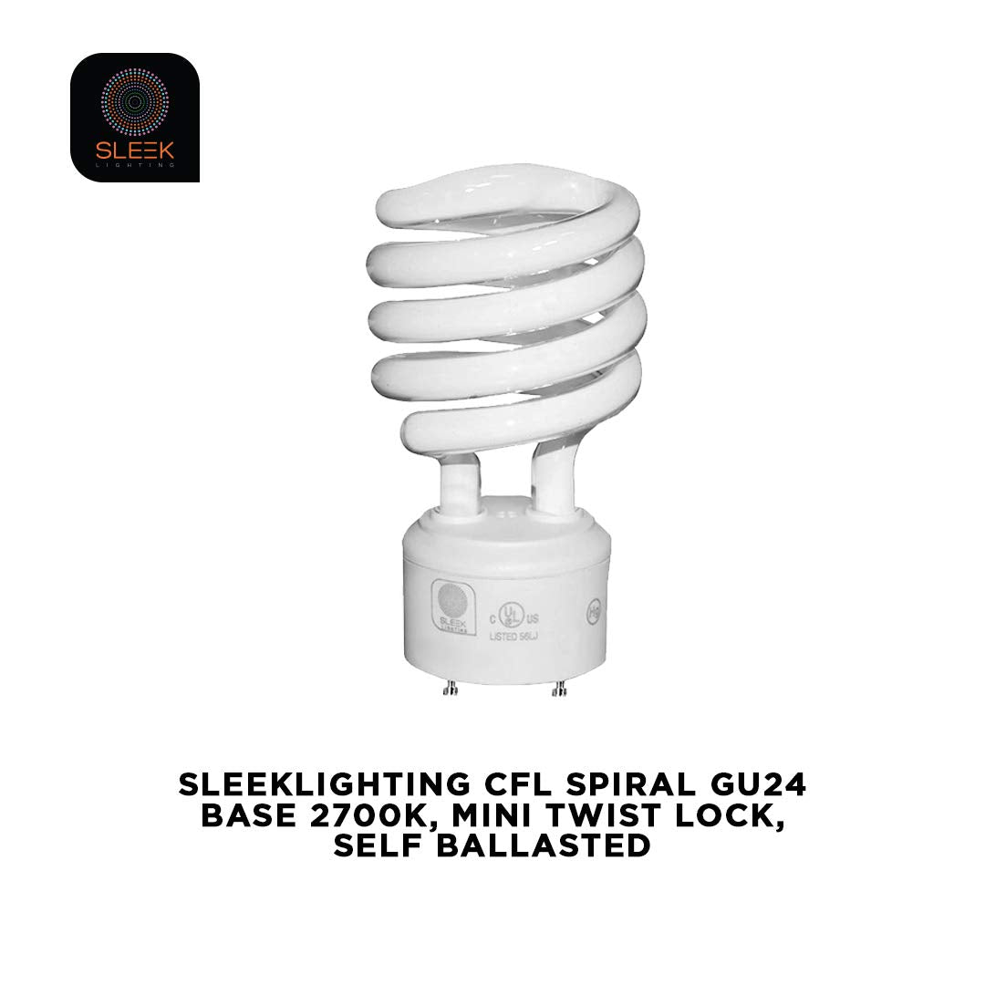 SLEEKLIGHTING GU24 23W T2 Spiral CFL Light Bulb 2700K Warm White 2-Prong