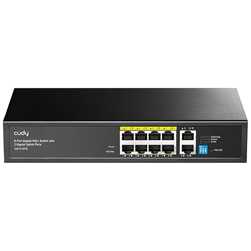 Cudy 8 Port Gigabit PoE Switch, 120 Watts PoE Budget, 8 10/100/1000Mbps PoE+ Ports, 2 Gigabit Uplink Ports , 802.3at, 802.3af, 1/2 (+), 3/6 (-)