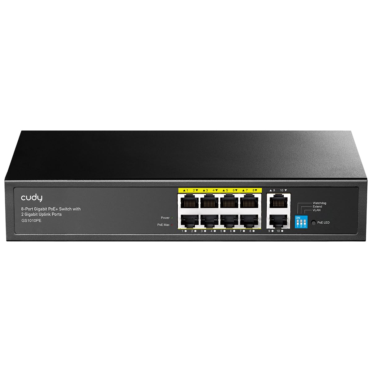 Cudy 8 Port Gigabit PoE Switch, 120 Watts PoE Budget, 8 10/100/1000Mbps PoE+ Ports, 2 Gigabit Uplink Ports , 802.3at, 802.3af, 1/2 (+), 3/6 (-)