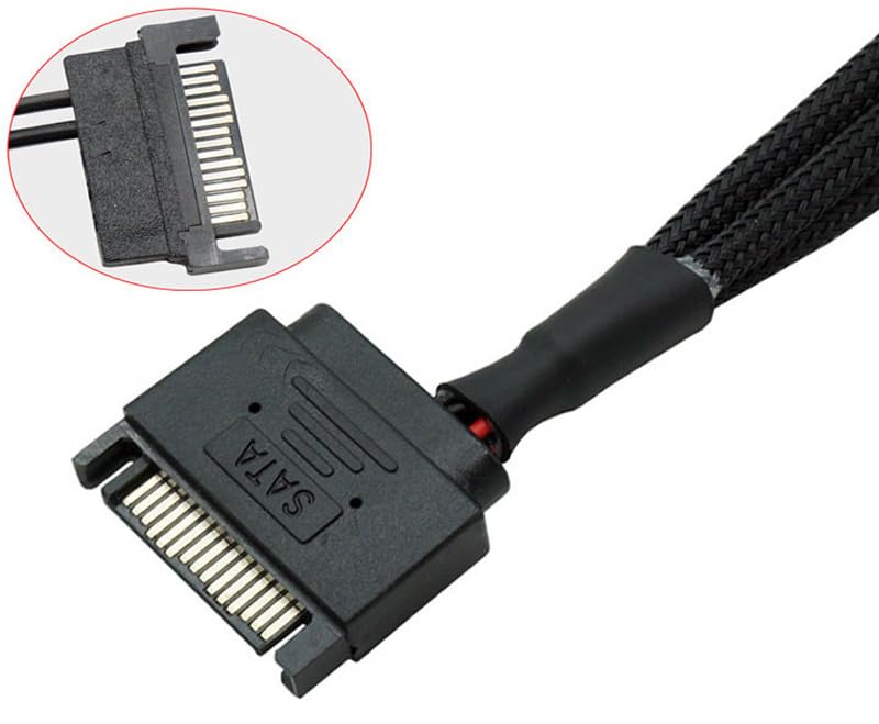 2Pcs 15Pin SATA to 3Pin 4Pin Adapter Cable SATA to PWM Conversion Power SATA 1 to 4 Extension Cables Case Fan Power Spliter Hub for Computer CPU Host