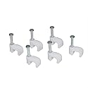 RuiLing 200-Pack 6mm Square Nail-in Cable Clips - Carbon Steel Nails Cable Clips Wire Wall Holder, for Ethernet Cable Coaxial Cable