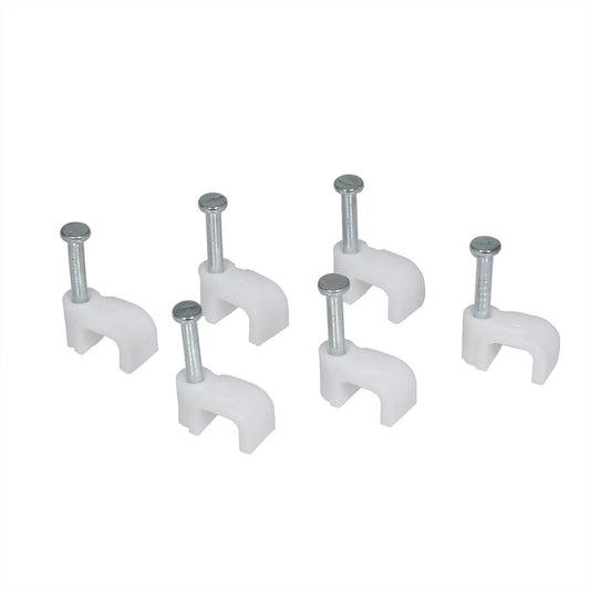RuiLing 200-Pack 6mm Square Nail-in Cable Clips - Carbon Steel Nails Cable Clips Wire Wall Holder, for Ethernet Cable Coaxial Cable