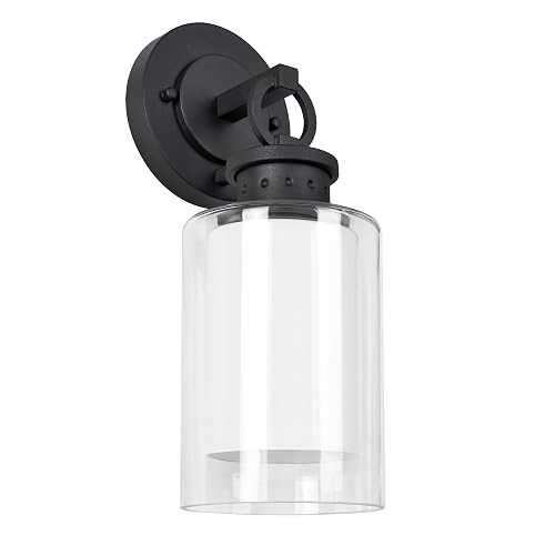 Design House 589010-BLK Hansen Modern Contemporary 1-Light Indoor/Outdoor Dimmable Wall Light with Open Bottom Frosted Inner, Matte Black