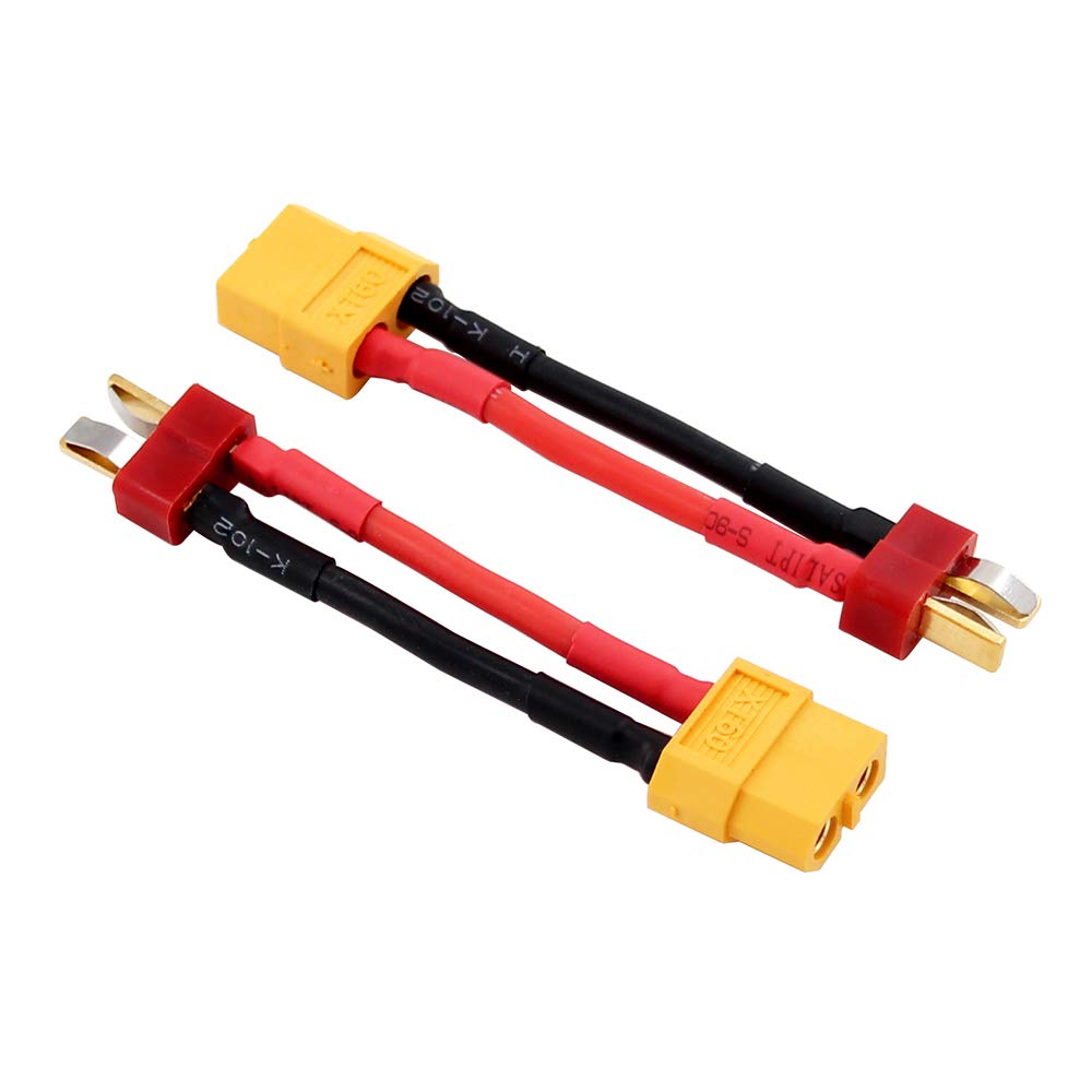 OliRC 4pcs XT60 Female to Male T-Plug Connector/Adapter with 14awg 2in Wire(C14-4)