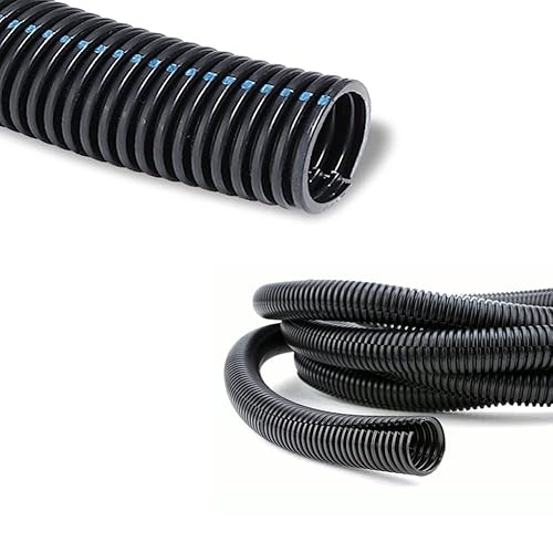 Kable Kontrol Flame Retardant Split Wire Loom Tubing 1/4” Inch 100 Ft Long - Black Self-Extinguishing Wire Conduit Cover for Cords - Corrugated Tubing
