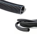 Kable Kontrol Flame Retardant Split Wire Loom Tubing 1/4” Inch 100 Ft Long - Black Self-Extinguishing Wire Conduit Cover for Cords - Corrugated Tubing