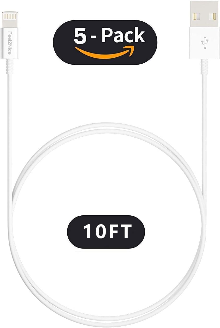 [ MFi Certified ] 5Pack 10ft iPhone Charger Cable, Long Lightning Cable 10 Foot, High Fast 10 Feet iPhone Charging Cable Cord Connector for iPhone 12…