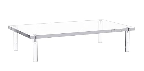 Jusalpha Acrylic Monitor Stand - 10mm Thickness Clear Platform - 14.5'' x 9'' x 3.4'' Desktop/ Laptop/ Monitor Riser Stand- for Laptop, Printer