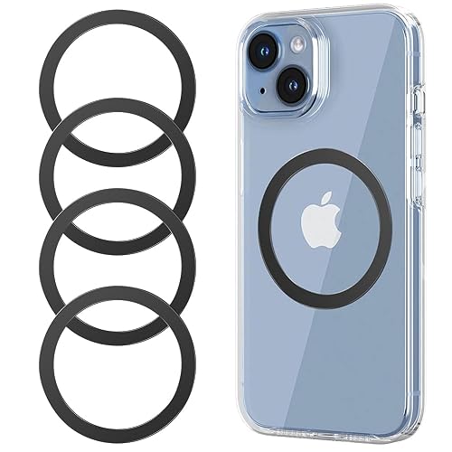 for MagSafe Sticker,4 PCS,Ultra-Thin(0.4mm) Metal Ring for Kindle/Pop Socket Magnetic Wallet Grip Wireless Charger Case Car Mount,Compatible