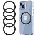 for MagSafe Sticker,4 PCS,Ultra-Thin(0.4mm) Metal Ring for Kindle/Pop Socket Magnetic Wallet Grip Wireless Charger Case Car Mount,Compatible