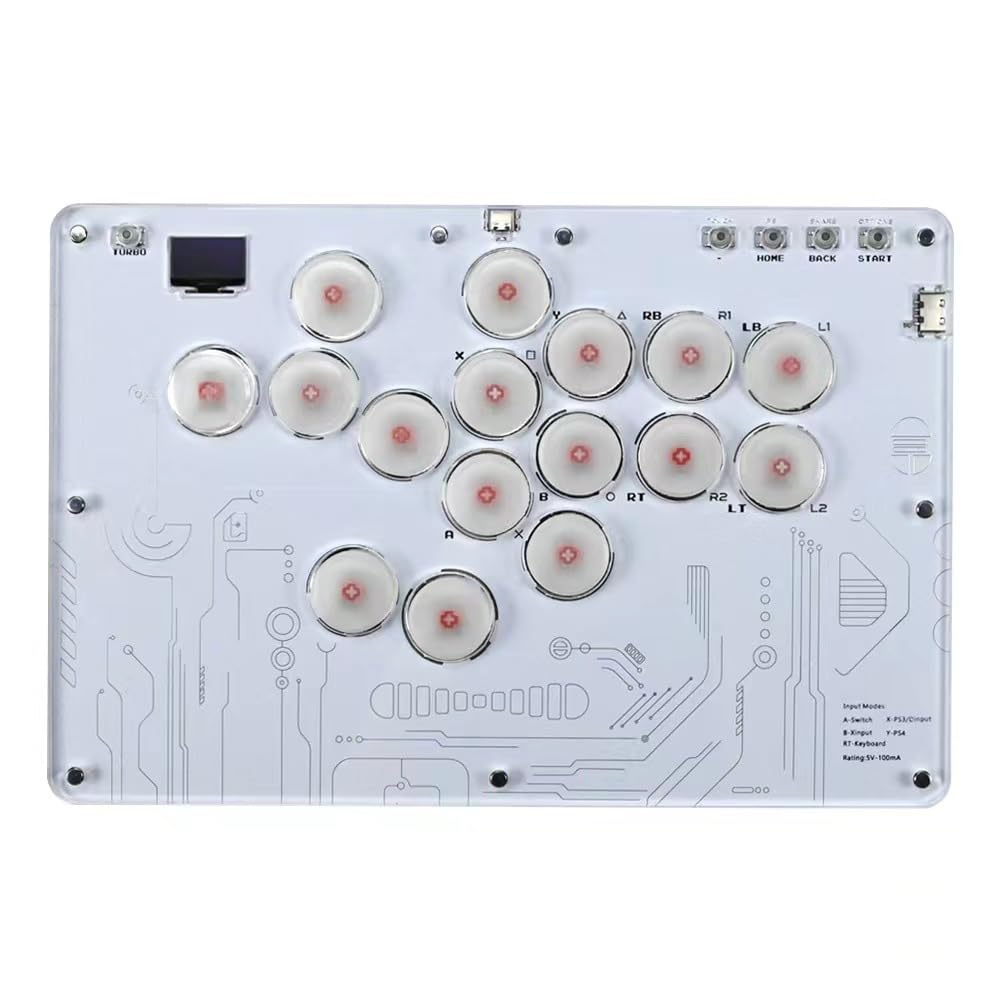 Arcade Stick 16Keys All-Button Gamerfinger with Turbo Functions & Custom RGB,Arcade Controller Street Fight for PC/PS3/PS4/Switch/Steam Game