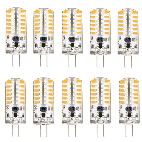 G4 LED Bulbs 12V 3W Bi-Pin LED Light Bulbs 48×3014 SMD 20W Halogen Bulb Replacement Silicone Coated Shatterproof 220 Lumens 360° Beam Angle AC/DC