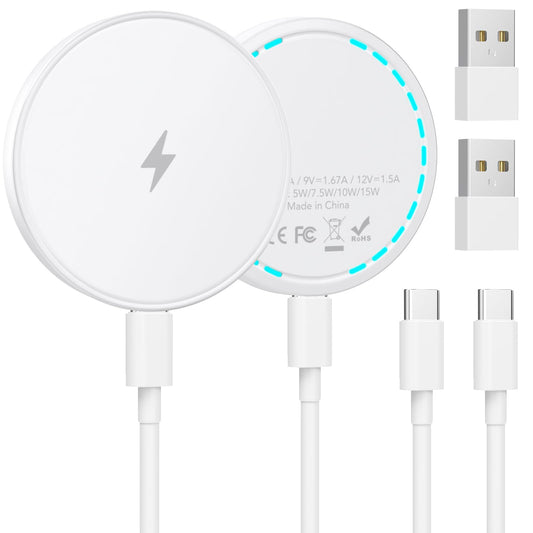MagSafe Charger 2 Pack 15W Magnetic Wireless Charger Fast Charging Pad with 4.2 FT Type C Cable Compatible with iPhone 17/16/15/14/13/12 Series